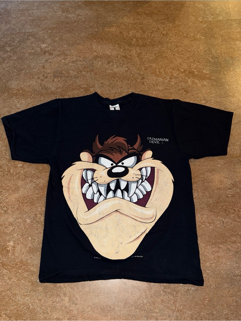 Vintage 90s Warner Bros Tasmanian Devil T-Shirt L 1993 Black Made In USA